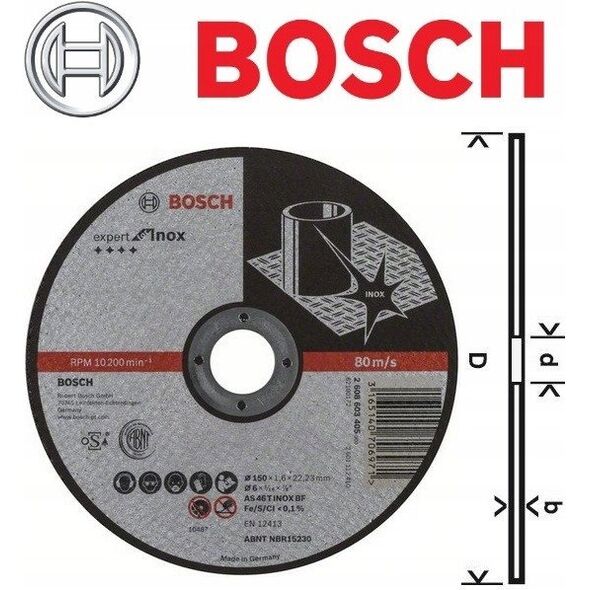 Bosch Bosch cutting discs Expert for Inox, 150x1.6mm
