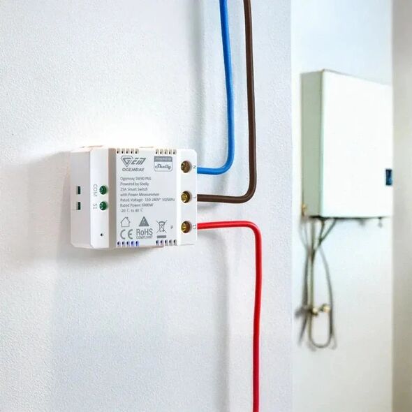 Shelly Plug & Play "PbS Ogemray Smart Relay 25A" Μεγάλη συσκευή ρελέ μέγιστο 25A λειτουργία μέτρησης WLAN Lan BT