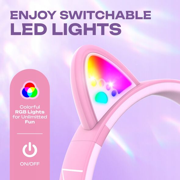 PowerLocus BTHeadphones Bobo Cat Ears Kids Pink