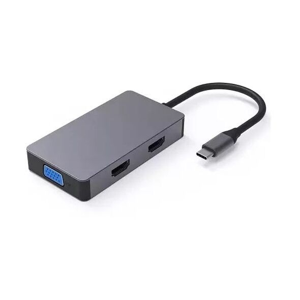 Προσαρμογέας USB Extra Digital Προσαρμογέας USB Type-C - 2x HDMI, 1x VGA, 1x USB Type-A, 1x USB Type-C PD60W