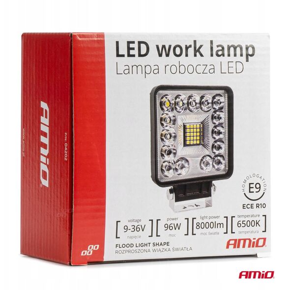 Lampa robocza szperacz led awl61 96w 6500k 8000lm 12v 24v amio-04202