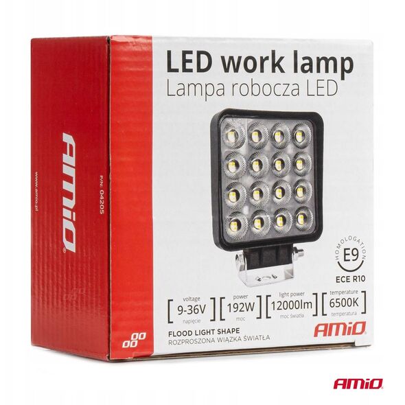 Lampa robocza szperacz led awl64 192w 6500k 12000lm 12v 24v amio-04205