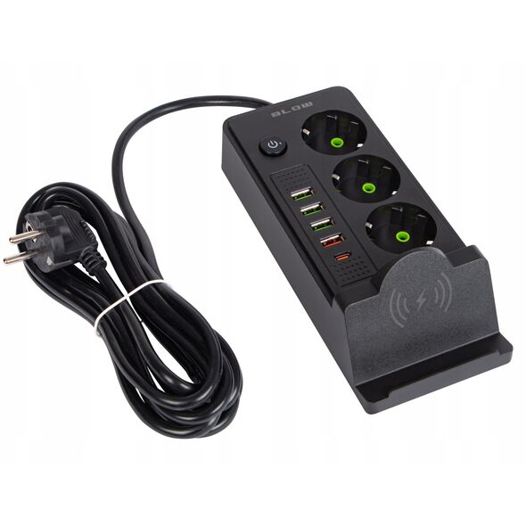 98-237# Przedłużacz sieciowy ps-350u 3-gniazda 4xusb+usb-pd 3m czarny 3x1mm