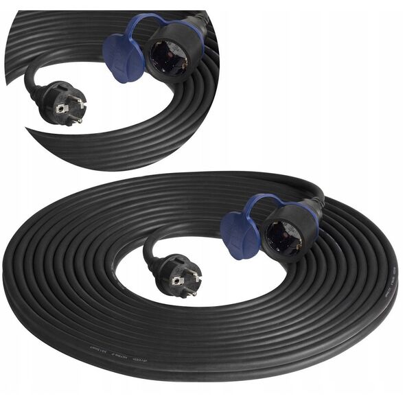 Przedłużacz warsztatowy bryzgoszczelny IP44, 1x2P+Z 20m,kabel gumowy olejoodporny H07RN-F 3x1,5mm?, 230VAC/16A, schuko