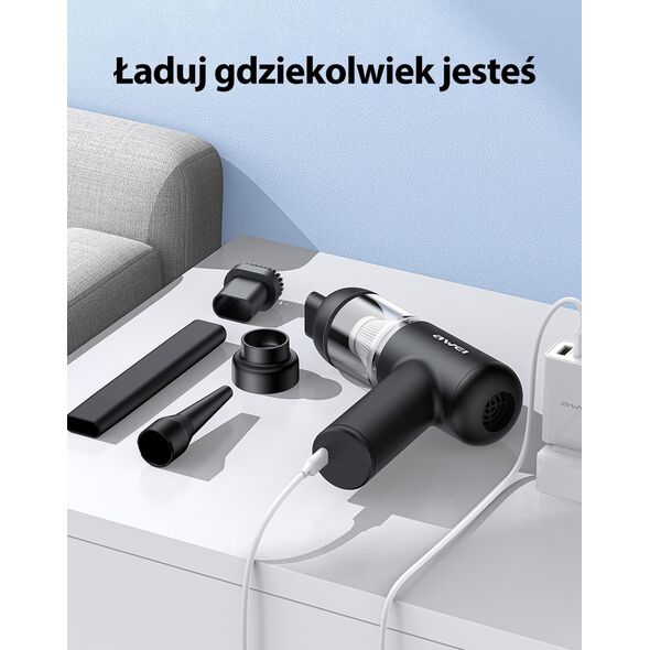 Odkurzacz ręczny Awei AWEI Mini odkurzacz V2 bezprzewodowy ze wskaźnikiem kurzu czarny/black