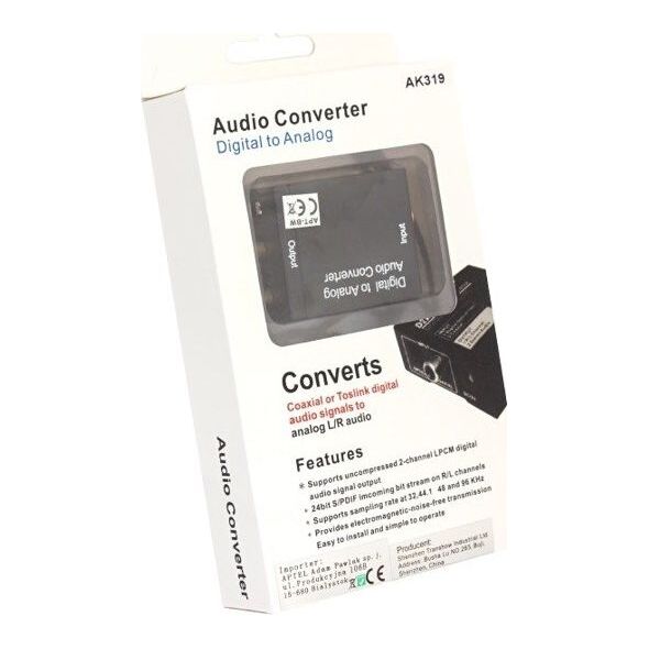 Adapter AV Apte Toslink - RCA (Cinch) czarny