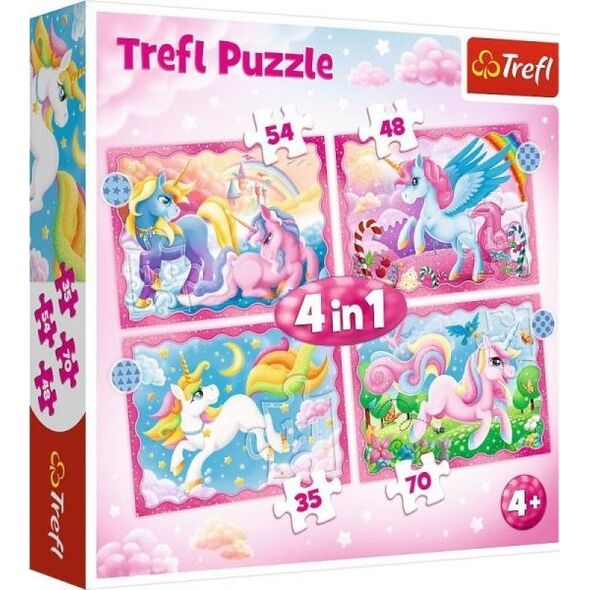 Trefl Puzzle 4w1 Jednorożce i magia 34389 Trefl