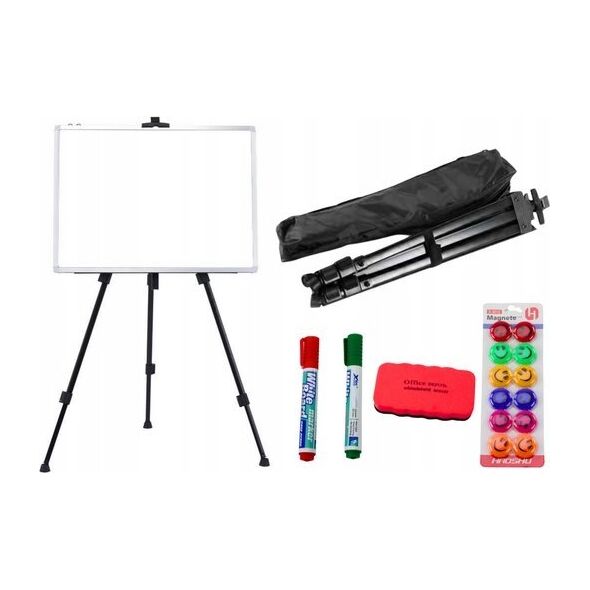 LeanToys Zestaw Tablica Magnetyczna 90x60cm na Stojaku Magnesy Pisaki Gąbka LEAN Toys