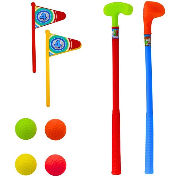 Zestaw Do Gry W Golfa Wózek 3 Kije 2 Chorągiewki 4 Piłeczki LEAN Toys