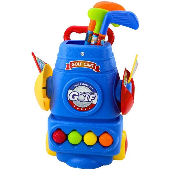 Zestaw Do Gry W Golfa Wózek 3 Kije 2 Chorągiewki 4 Piłeczki LEAN Toys