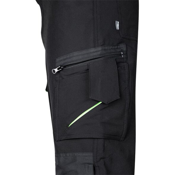 Spodnie robocze Mix&Match, 4 way stretch, czarno-zielone, rozmiar M
