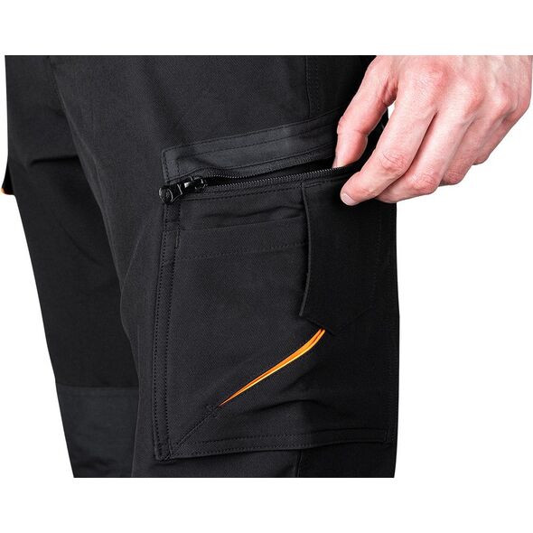 Spodnie robocze Mix&Match, 4 way stretch, czarno-pomarańczowe, rozmiar XL