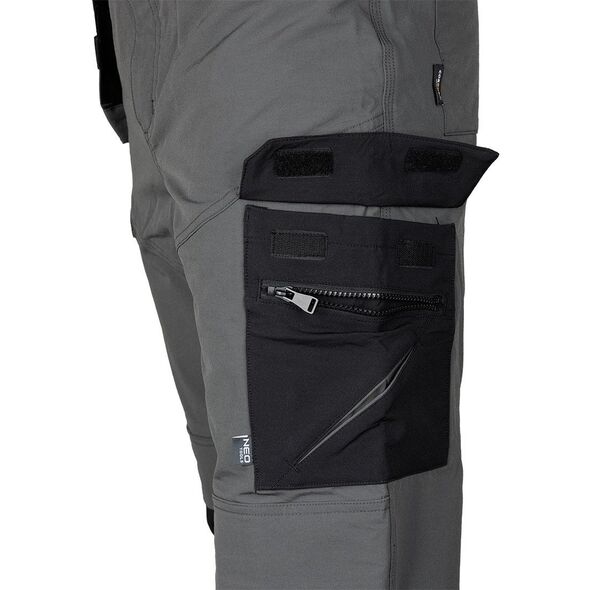 Spodnie robocze Mix&Match, 4 way stretch, z kaburami, Cordura, szaro-czarne, rozmiar M