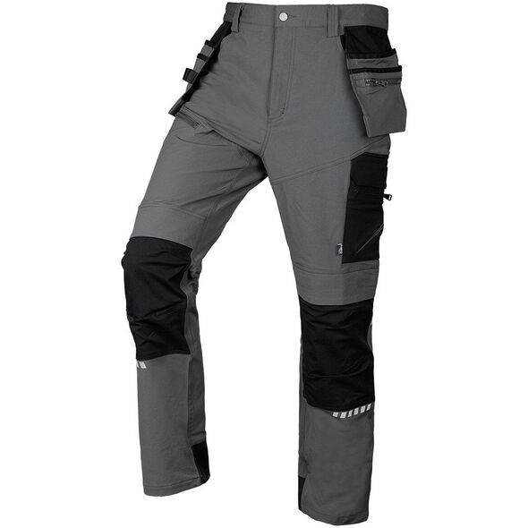 Spodnie robocze Mix&Match, 4 way stretch, z kaburami, Cordura, szaro-czarne, rozmiar XL