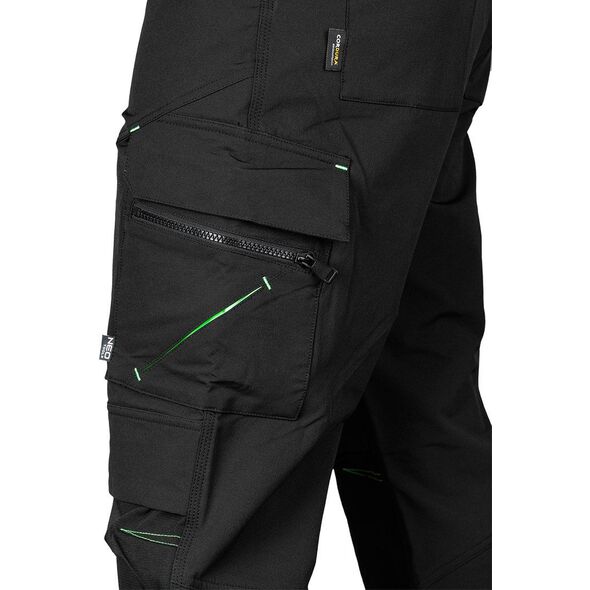 Spodnie robocze Mix&Match, 4 way stretch, z kaburami, Cordura, czarne, rozmiar XS