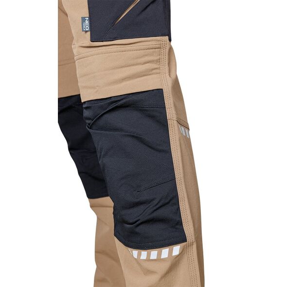 Spodnie robocze Mix&Match, 4 way stretch, z kaburami, Cordura, beżowo-czarne, rozmiar XXL