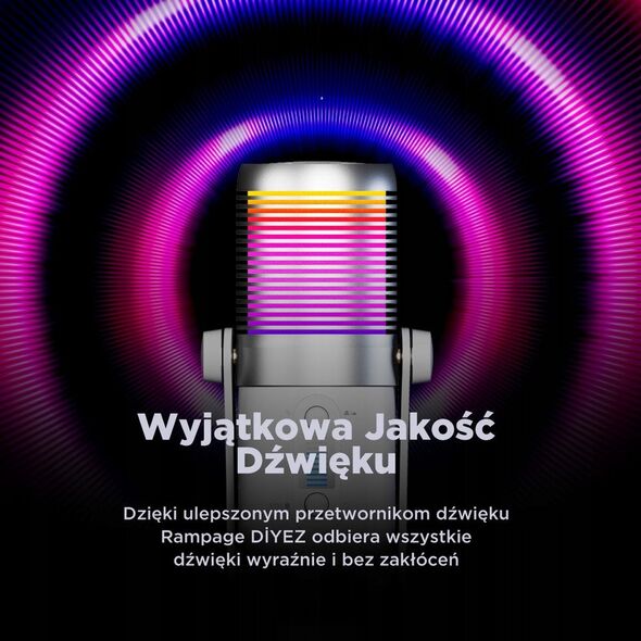 Rampage Diyez Μικρόφωνο gaming αφής RGB USB-C λευκό