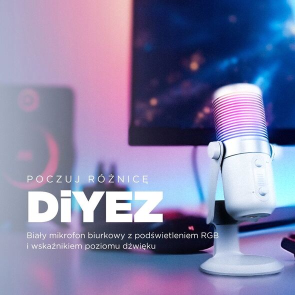 Rampage Diyez Μικρόφωνο gaming αφής RGB USB-C λευκό