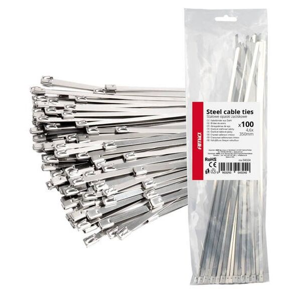 Opaski zaciskowe metalowe ze stali nierdzewnej 4.6x350mm 100 szt. amio-04324