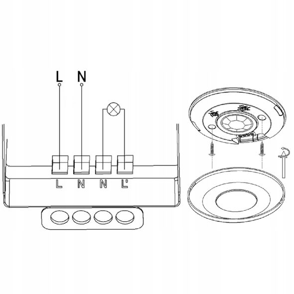 Czujnik ruchu 360 st. IP20, 2000W, ultra płaski - 2,5cm, czarny