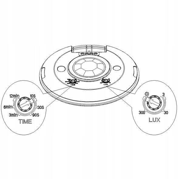 Czujnik ruchu 360 st. IP20, 2000W, ultra płaski - 2,5cm, czarny