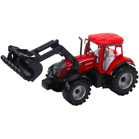 Zestaw Traktor Z Ładowaczem i Prasą Rolniczą Czerwony