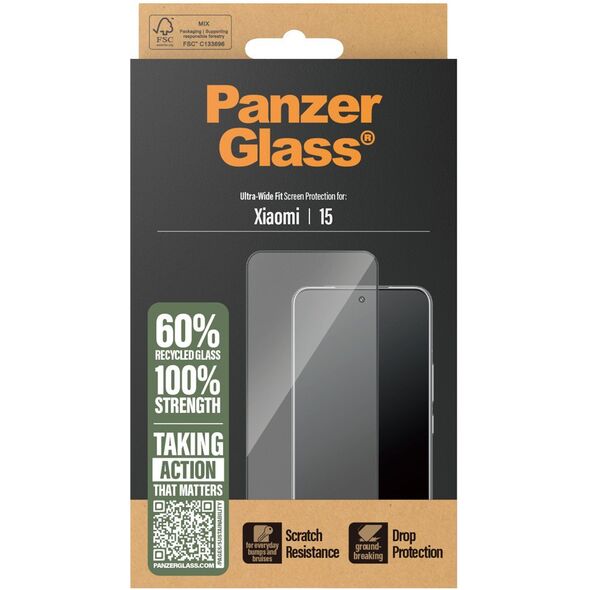 Szklo hartowane PanzerGlass Ultra-Wide    Fit w. Black Frame do  Xiaomi 15