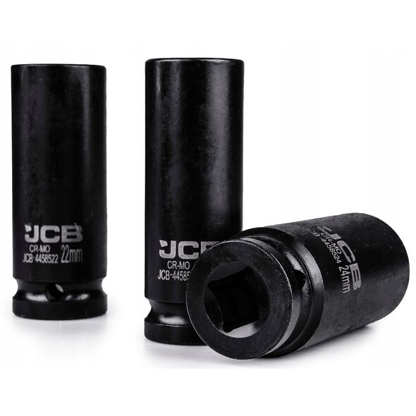 JCB ΚΑΡΥΔΑΚΙΑ ΚΡΟΥΣΤΙΚΑ ΜΑΚΡΑ σετ 10τεμ. 1/2" 6-ΓΩΝΟ. (10-24mm)
