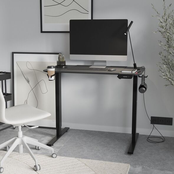 EGON 1100 Biurko elektryczne: Czarne Carbon | Schreibtisch Elektrisch: Schwarz Carbon | Electric desk: Black Carbon