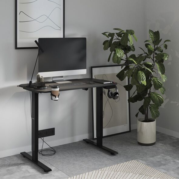 EGON 1100 Biurko elektryczne: Czarne Carbon | Schreibtisch Elektrisch: Schwarz Carbon | Electric desk: Black Carbon
