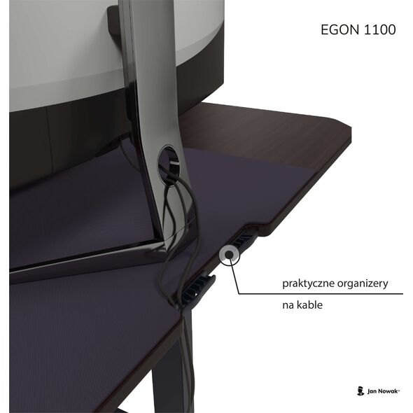 EGON 1100 Biurko elektryczne: orzech-czarne | Schreibtisch Elektrisch: Nussfarbe-Schwarz | Electric desk: hazel-black