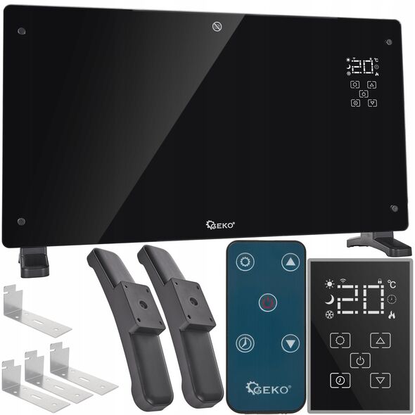 Γυάλινο μαύρο θερμαντικό σώμα με LCD, τηλεχειριστήριο και WiFi 2500W (1)