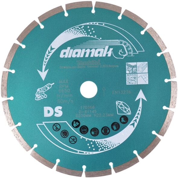 ΔΙΑΜΑΝΤΟΔΙΣΚΟΣ MAKITA 230x22,23mm ΤΜΗΜΑΤΙΚΟΣ (ΞΗΡΟΣ) /10τμχ. ΜΠΕΤΟΝ, ΤΟΥΒΛΟ, ΜΑΡΜΑΡΟ