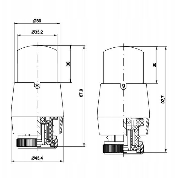 Vario Term θερμοστατική κεφαλή Prestige GS.03-24C M30x1.5 μαύρο ματ 000M637A024