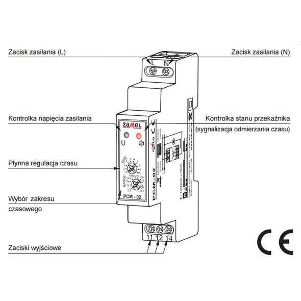 Zamel Przekaźnik czasowy 16A 1NO/NC 230V AC PCM-02