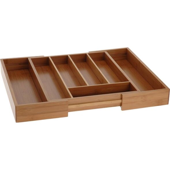 Excellent Houseware Organizer na sztućce rozsuwany bambusowy