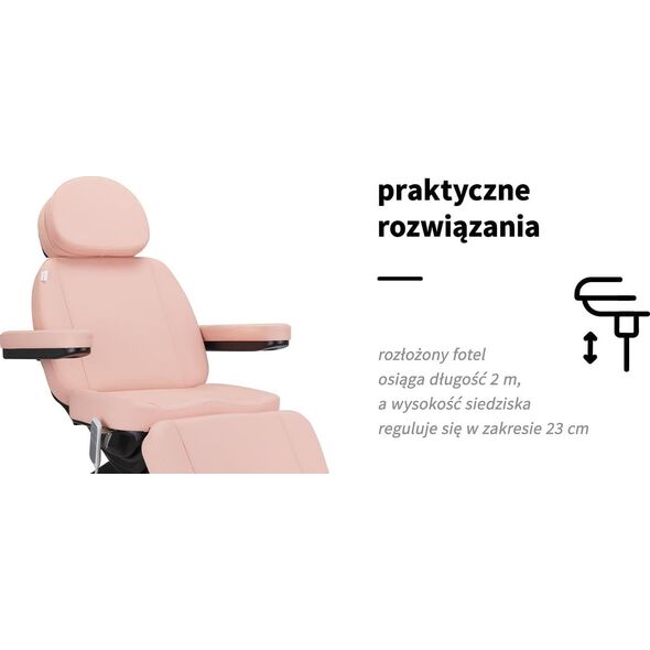 Activeshop Elektryczny fotel kosmetyczny SILLON CLASSIC 3 silniki różowo czarny