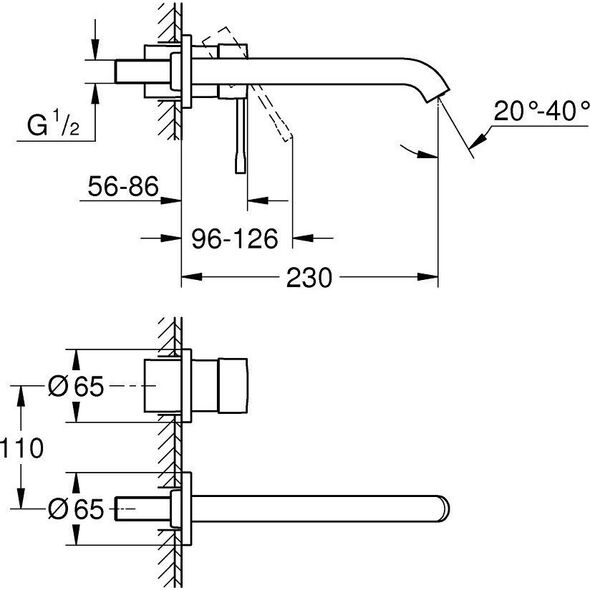 Bateria umywalkowa Grohe Grohe Essence New Bateria umywalkowa dwuotworowa Essence New 230 Brushed Cool Sunrisa