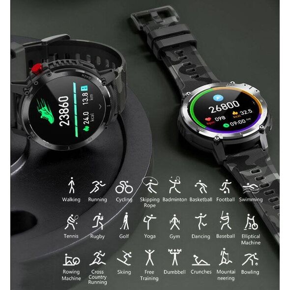 Smartwatch Rubicon RNCF08 Black Czarno-brązowy