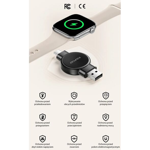 AWEI ład. do zegarka Apple/Samsung Watch W26 czarny/black