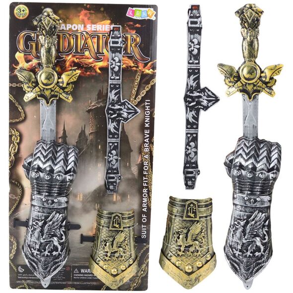 Zestaw Rycerski Gladiator Miecz Ochraniacze Pas Zdobione