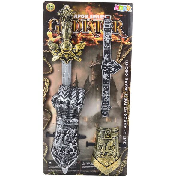 Zestaw Rycerski Gladiator Miecz Ochraniacze Pas Zdobione