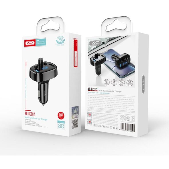 XO transmitter FM BCC02 Bluetooth MP3 car charger 15W black