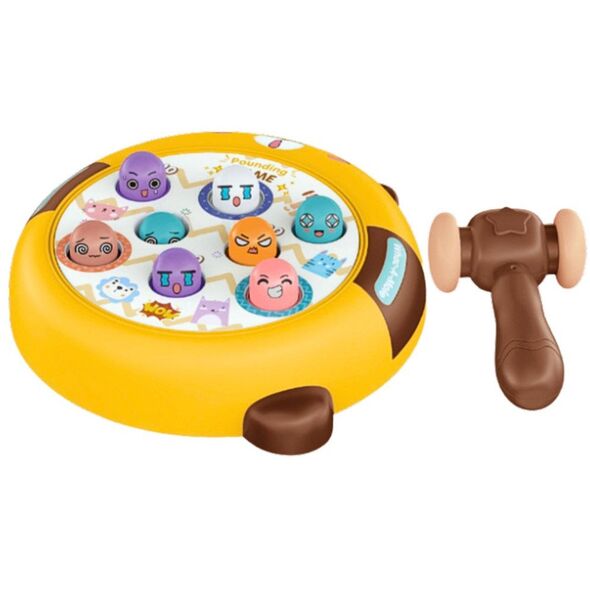 Gra Zręcznościowa Whack- A- Mole Dwa Młotki Kotek Żółto Brązowa LEAN Toys
