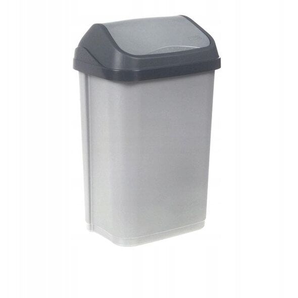 Waste bin with swivel lid 10L Swantje 25 5x19x38cm air silver color 4001515306959