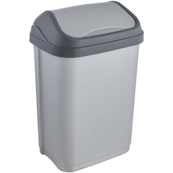Waste bin with swivel lid 10L Swantje 25 5x19x38cm air silver color 4001515306959