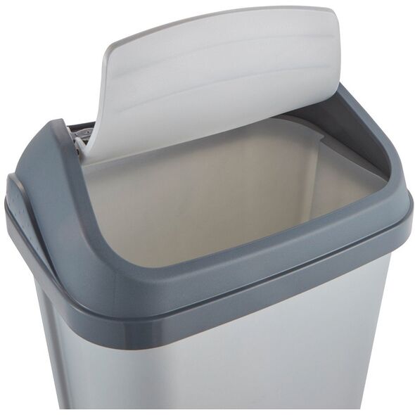 Waste bin with swivel lid 10L Swantje 25 5x19x38cm air silver color 4001515306959