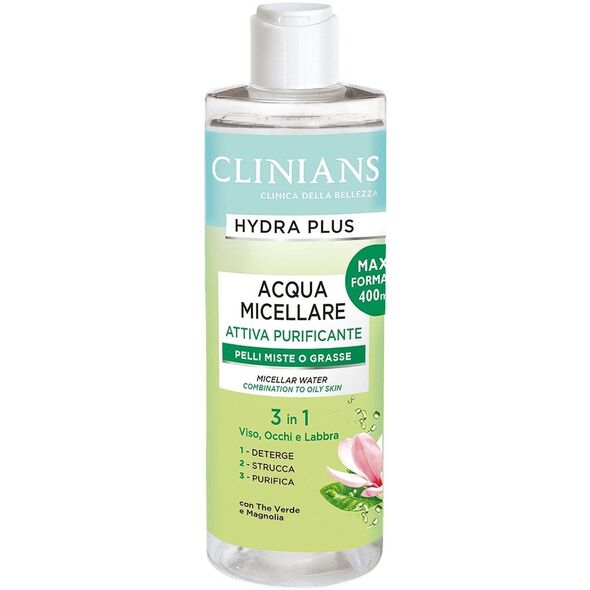 Micelinis vanduo mišriai ar riebiai odai Clinians Hydra Plus 3in1, 400 ml