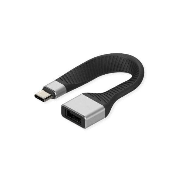 Καλώδιο σιλικόνης USB 3.2 Gen 2, C-A, M/F, μαύρο, 11 cm Roline