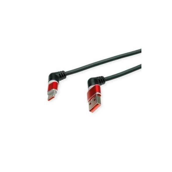 ROLINE Περιστρεφόμενο καλώδιο USB 2.0 360°, C - A, M/M, 60W, κόκκινο-μαύρο, 1 m